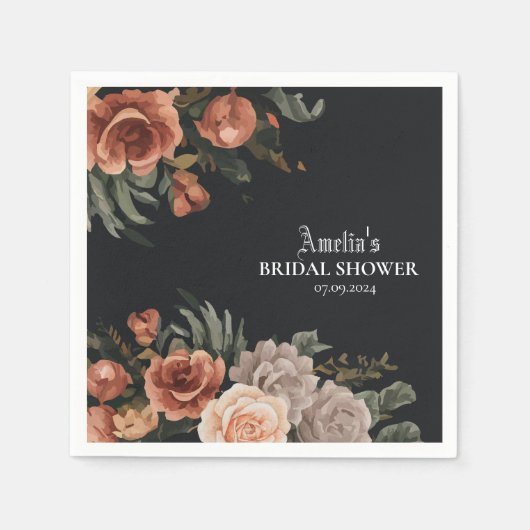 Dramatisches, dunkles, Vintages Fall-Brautparty Serviette (Vorderseite)