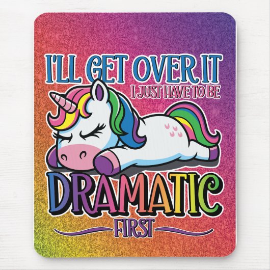 Dramatisches Einhorn - Funkelnder Regenbogen Mousepad (Vorne)