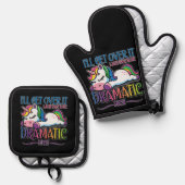 Dramatisches Einhorn Ofenhandschuh & Topflappen-Set (Vorderseite/Rückseite)
