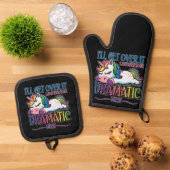 Dramatisches Einhorn Ofenhandschuh & Topflappen-Set (Oben Unten)