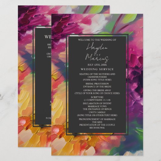 Dramatisches mehrfarbiges Hochzeitsprogramm für Bl (Vorne/Hinten)
