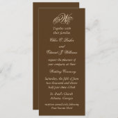 Dramatisches Mongramm-Hochzeitsempfang (braun) Einladung (Vorne/Hinten)