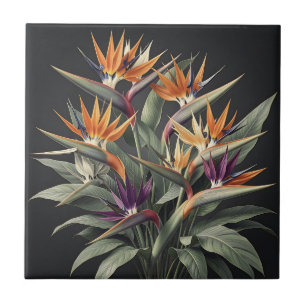 Dramatisches Paradiesvogel-Tropenbouquet Fliese