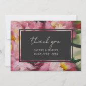 Dramatisches Pink Floral Wedding Foto Vielen Dank Dankeskarte (Vorderseite)