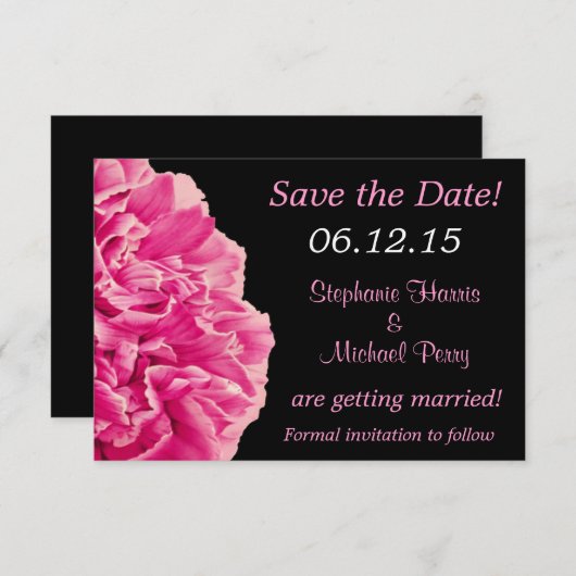 Dramatisches Pink Peony Save the Date Hochzeit Einladung (Vorne/Hinten)