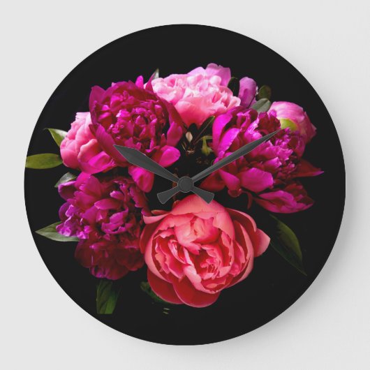 Dramatisches Rosa und Lila Peongs Große Wanduhr (Vorderseite)