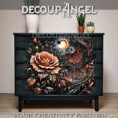 Dramatisches Rose-Gemälde - Dekoupage- Seidenpapier