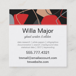 Dramatisches Rot, Schwarz, Beige Abstraktes Monogr Quadratische Visitenkarte