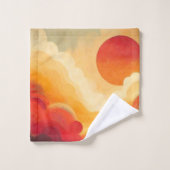 Dramatisches Rotes Sonnenbild Badhandtuch Set (Waschlappen)