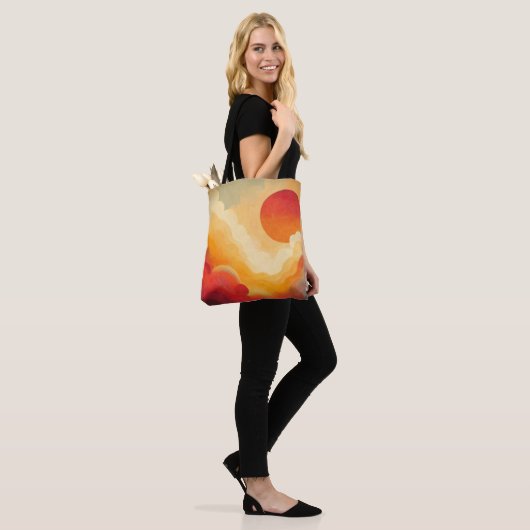 Dramatisches Rotes Sonnenbild Tasche (Am Model)