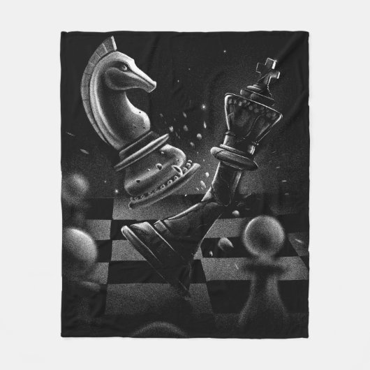 Dramatisches Schach-Monochrom Fleecedecke (Vorderseite)