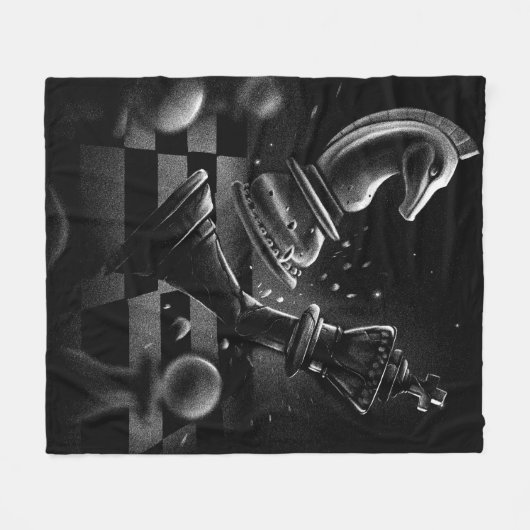 Dramatisches Schach-Monochrom Fleecedecke (Vorderseite (Horizontal))