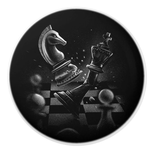 Dramatisches Schach-Monochrom Keramikknauf (Vorderseite)