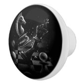 Dramatisches Schach-Monochrom Keramikknauf (Rechts)