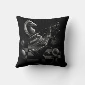 Dramatisches Schach-Monochrom Kissen (Rückseite)