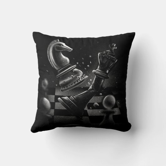 Dramatisches Schach-Monochrom Kissen (Rückseite)