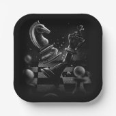 Dramatisches Schach-Monochrom Pappteller (Vorderseite)