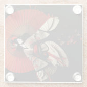 Dramatisches Schwarz-Rot-Kabuki-Theater Glasuntersetzer (Rückseite)