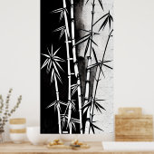 Dramatisches Schwarz-Weiß-Bambus Poster (Küche)