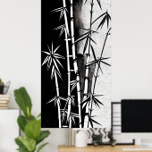 Dramatisches Schwarz-Weiß-Bambus Poster (Heimbüro)