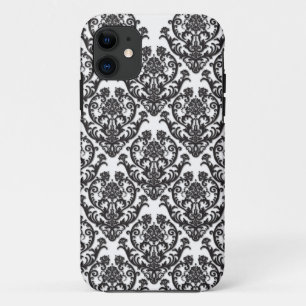 Dramatisches Schwarzes Damaskmuster Case-Mate iPhone Hülle