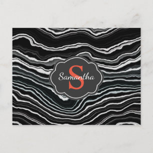 Dramatisches Schwarzes Marmor Aquarellfarben Textu Postkarte