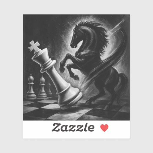 Dramatisches Schwarzes Pferd gegen König - kühne S Aufkleber (Blatt)