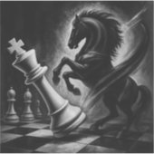 Dramatisches Schwarzes Pferd gegen König - kühne S Aufkleber (Vorderseite)