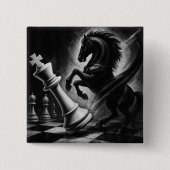 Dramatisches Schwarzes Pferd gegen König - kühne S Button (Vorderseite)