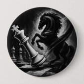 Dramatisches Schwarzes Pferd gegen König - kühne S Button (Vorderseite)