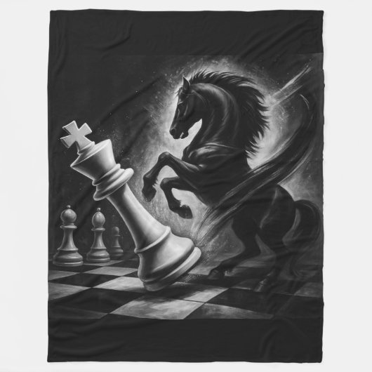 Dramatisches Schwarzes Pferd gegen König - kühne S Fleecedecke (Vorderseite)