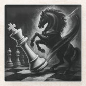 Dramatisches Schwarzes Pferd gegen König - kühne S Glasuntersetzer (Vorderseite)