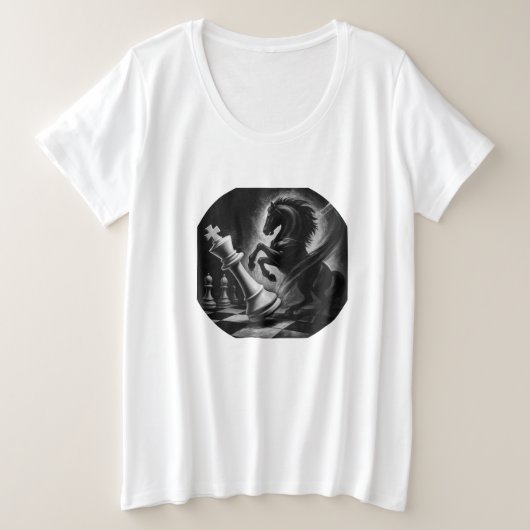Dramatisches Schwarzes Pferd gegen König - kühne S Große Größe T-Shirt (Design vorne)