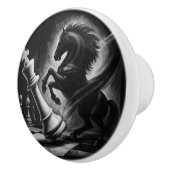 Dramatisches Schwarzes Pferd gegen König - kühne S Keramikknauf (Rechts)