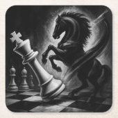 Dramatisches Schwarzes Pferd gegen König - kühne S Rechteckiger Pappuntersetzer (Vorderseite)