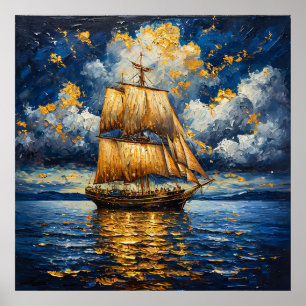 ⛵ Dramatisches Segelschiff-Dekor Ozean-inspirierte Poster