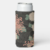 Dramatisches Vintages japanisches Chrysanthemum Fl Selters Dosenkühler (Seltzer Rückseite)