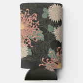 Dramatisches Vintages japanisches Chrysanthemum Fl Selters Dosenkühler (Rückseite)