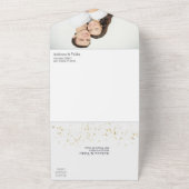 Dramatisches White Rose Bouquet Foto Wedding All In One Einladung (Außenbereich)