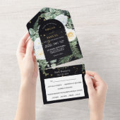 Dramatisches White Rose Bouquet Foto Wedding All In One Einladung (Abreißen)