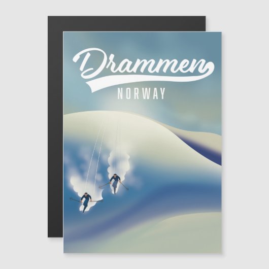 Drammen Norwegen Skiposter Magnetkarte (Vorne/Hinten)