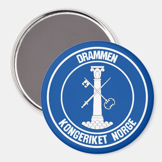 Drammen Round Emblem Magnet (Vorderseite/Rückseite)
