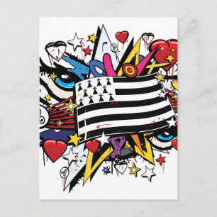 Drapeau Bretagne Breizh graffiti Breton graff Postkarte