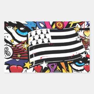 Drapeau Bretagne Breizh graffiti Breton graff Rechteckiger Aufkleber
