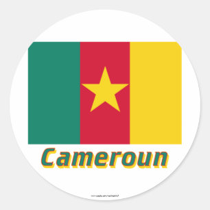Drapeau Cameroun avec le nom en français Runder Aufkleber
