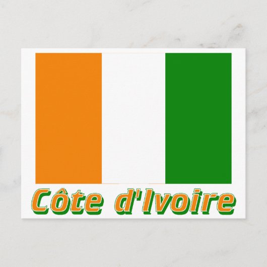 Drapeau Côte d'Ivoire avec le nom en français Postkarte (Vorderseite)