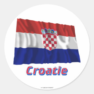 Drapeau Croatia avec le nom en français Runder Aufkleber