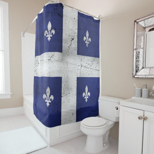 Drapeau du Québec style grunge érodé Duschvorhang (Beispiel)