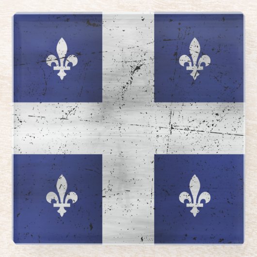 Drapeau du Québec style grunge érodé Glasuntersetzer (Vorderseite)