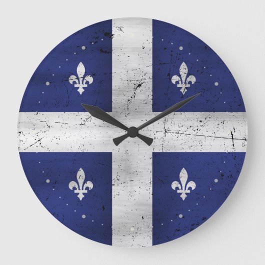 Drapeau du Québec style grunge érodé Große Wanduhr (Vorderseite)